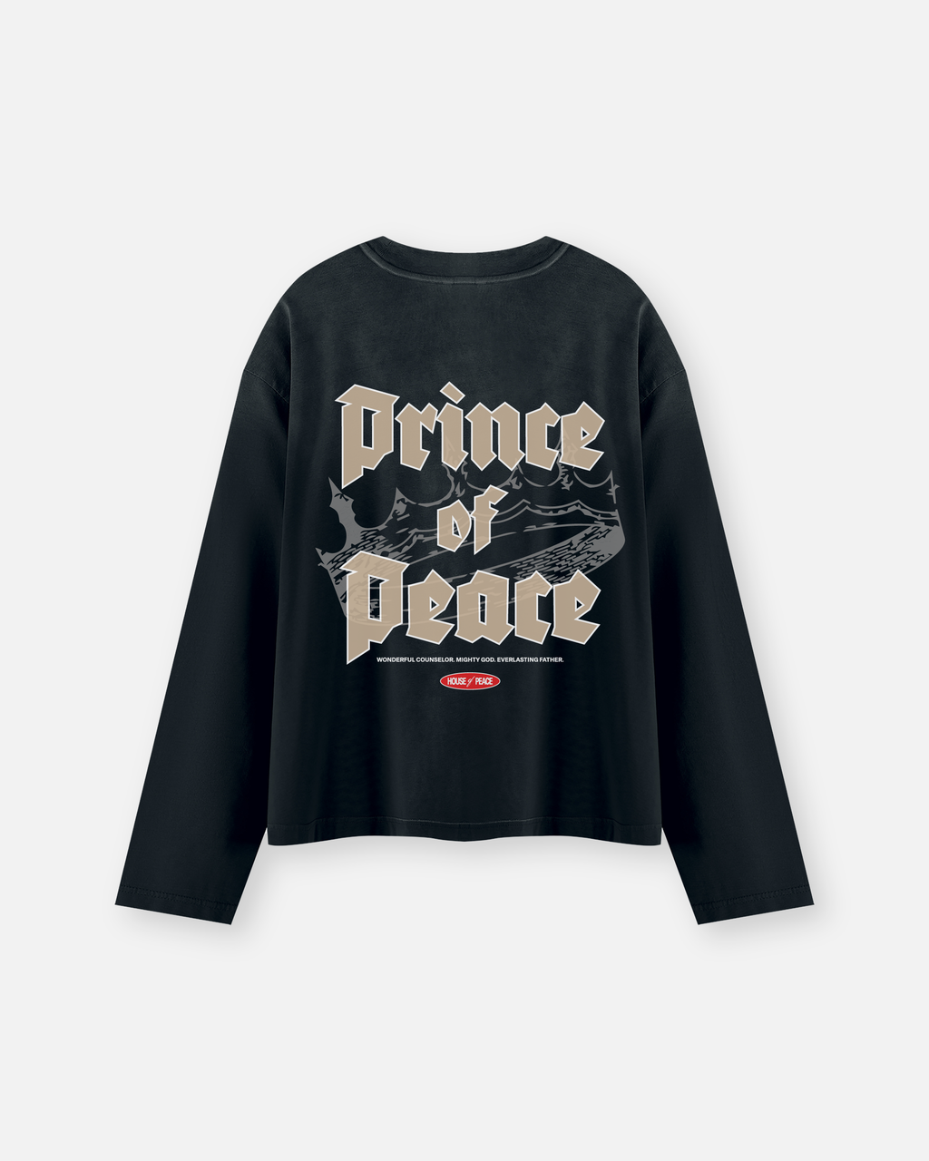 Retro Prince of Peace Black Sunfade Boxy Long Sleeve | House of Peace®