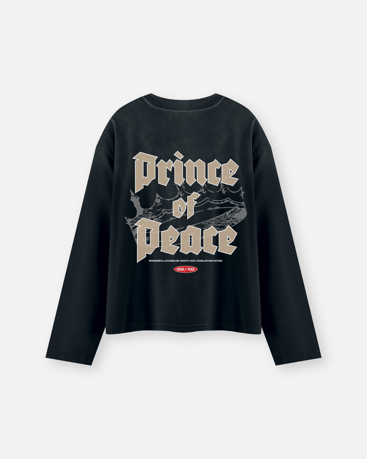 Retro Prince of Peace Black Sunfade Boxy Long Sleeve | House of Peace®