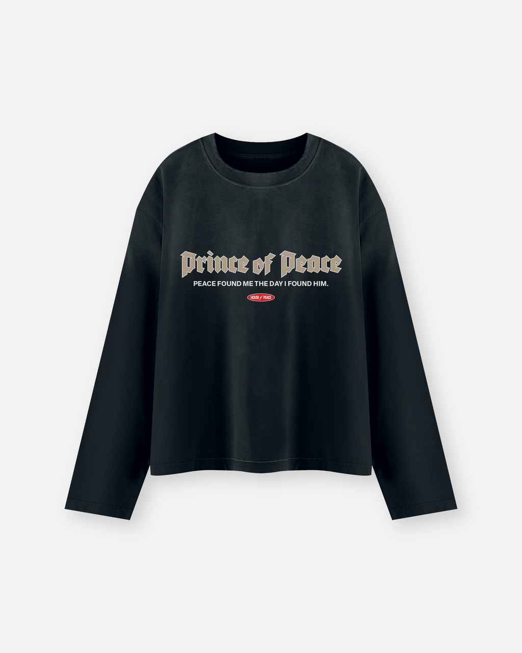 Retro Prince of Peace Black Sunfade Boxy Long Sleeve | House of Peace®
