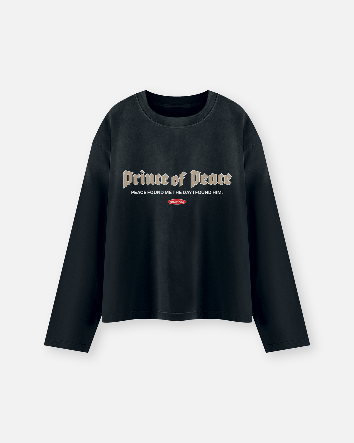 Retro Prince of Peace Black Sunfade Boxy Long Sleeve | House of Peace®