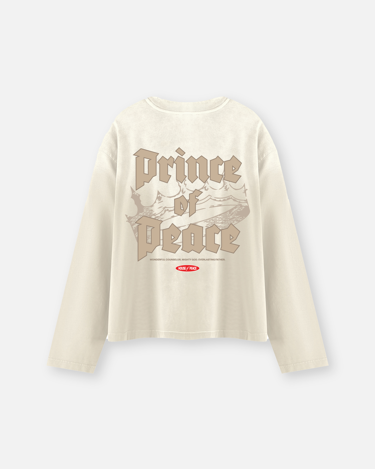 Retro Prince of Peace Beige Sunfade Boxy Long Sleeve | House of Peace®