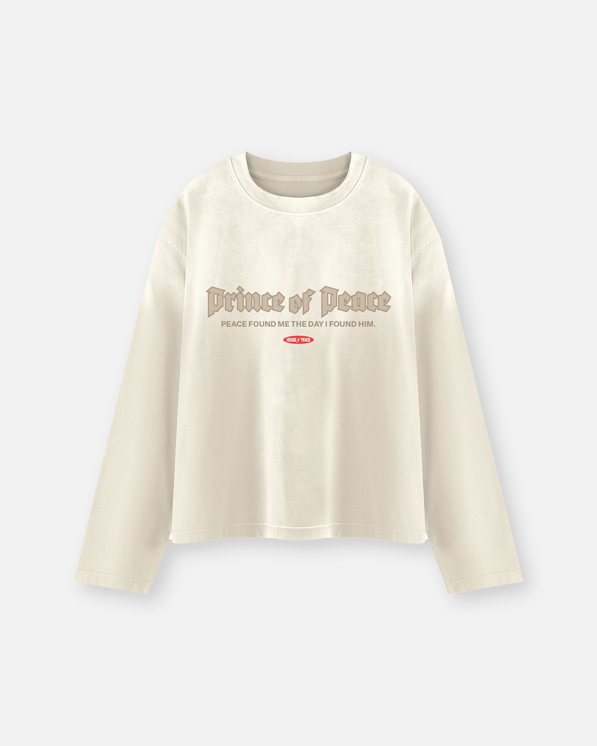 Retro Prince of Peace Beige Sunfade Boxy Long Sleeve | House of Peace®