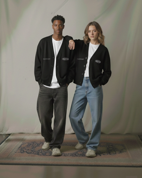 Child of God II Black Essential Heavyweight Sweat Cardigan | House Of Peace®