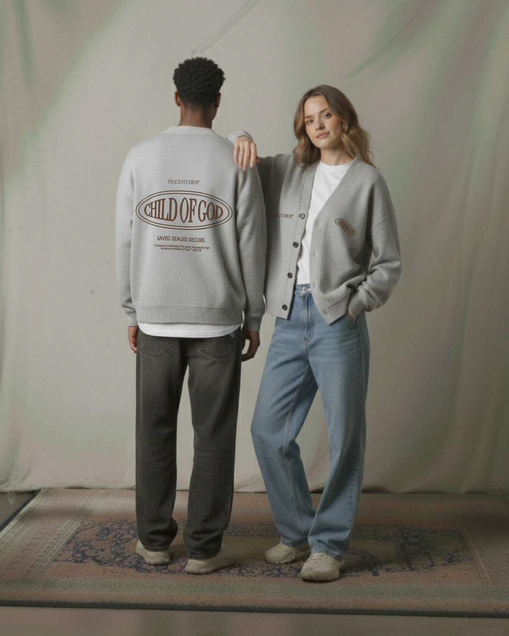 Child of God II Gray Essential Heavyweight Sweat Cardigan | House Of Peace®