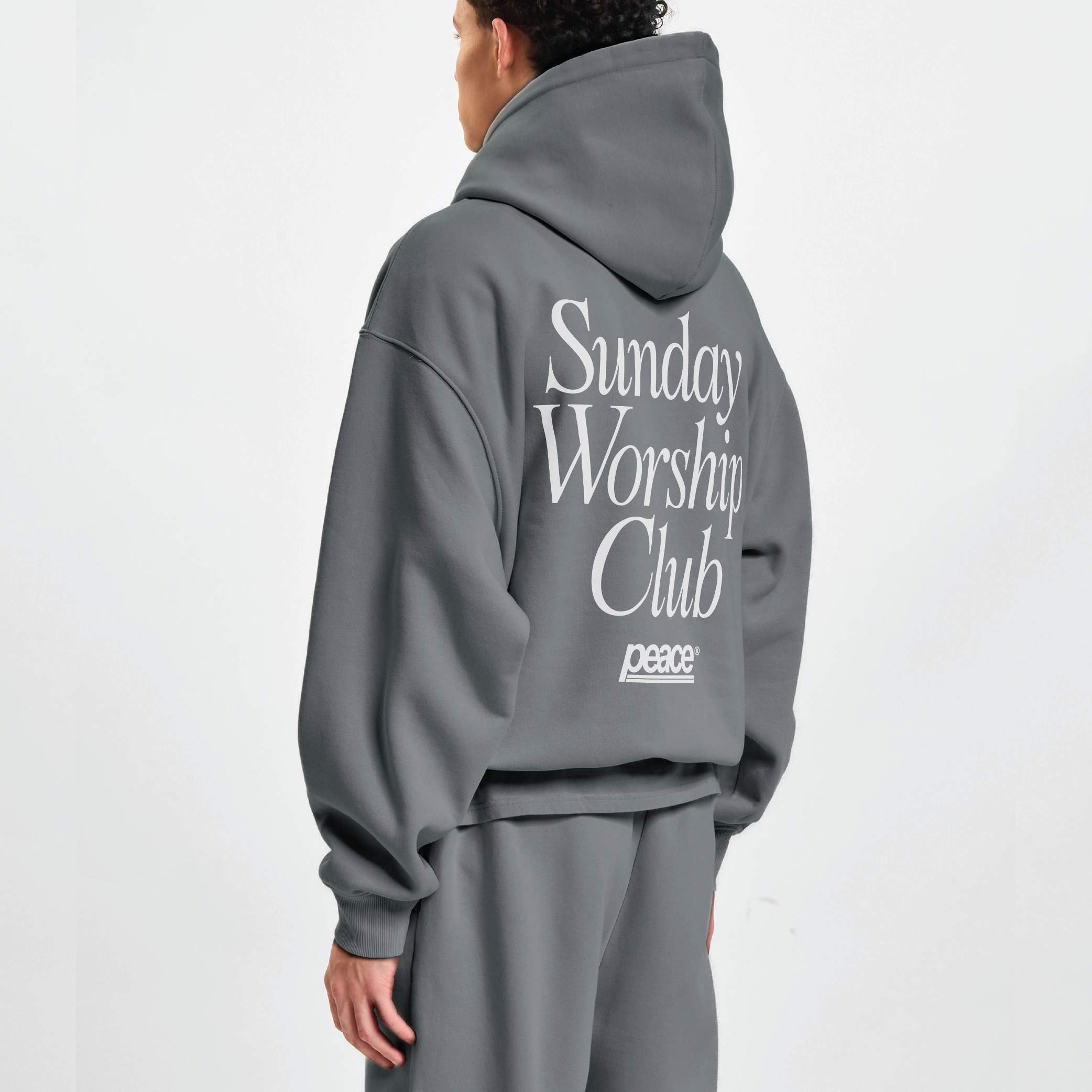 Sunday Worship Club Gray Oversized Heavyweight Hoodie | Peace® ODMPOD