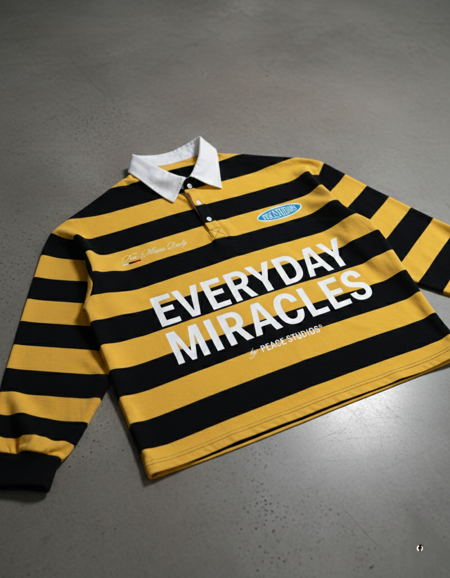 Everyday Miracles Yellow Stripe Polo Shirt | House Of Peace®