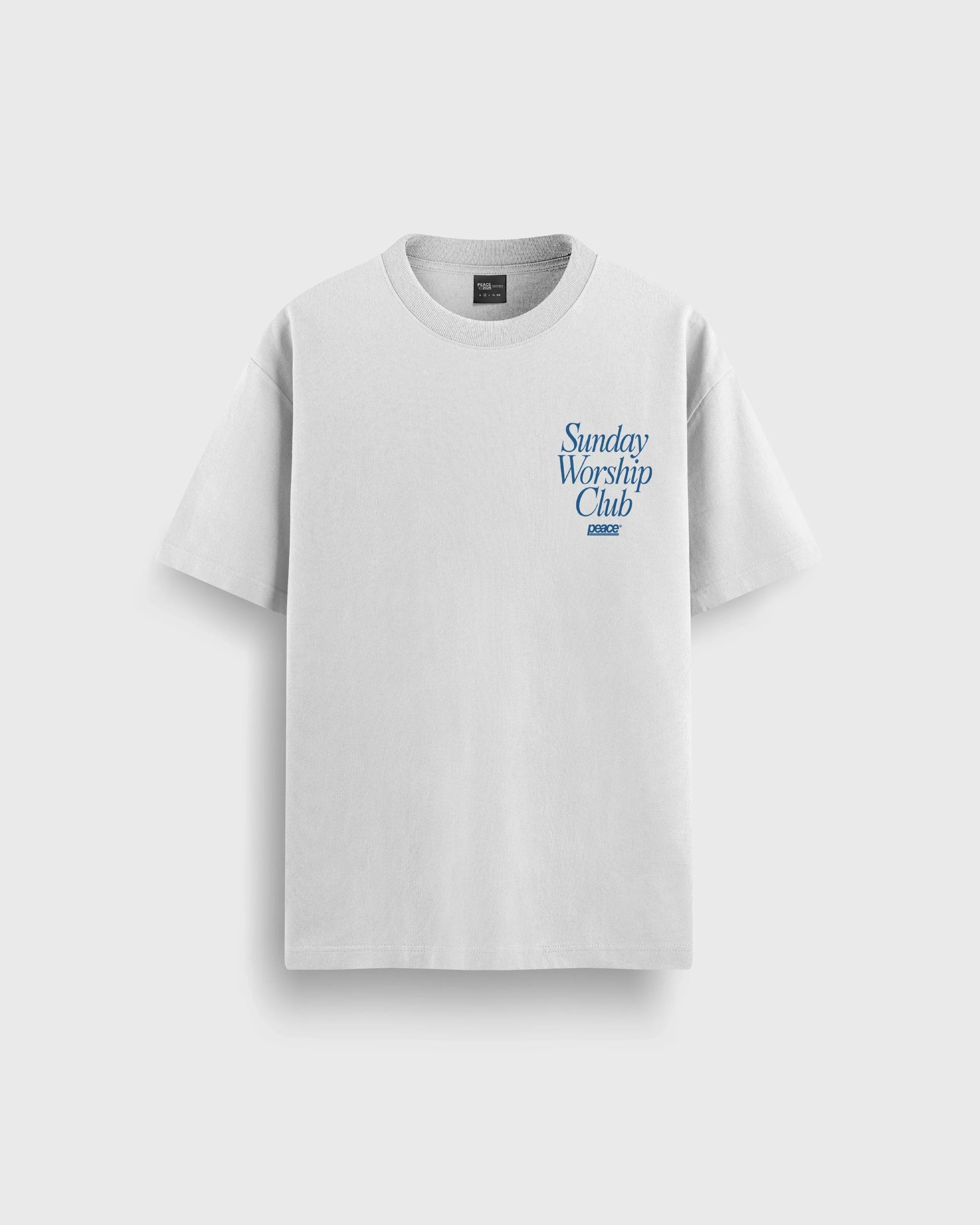 Sunday Worship Club White Loose Fit Heavyweight Tee | Peace® ODMPOD