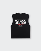 Not Luck Just God Black Raw Edge Tank Top | House of Peace®