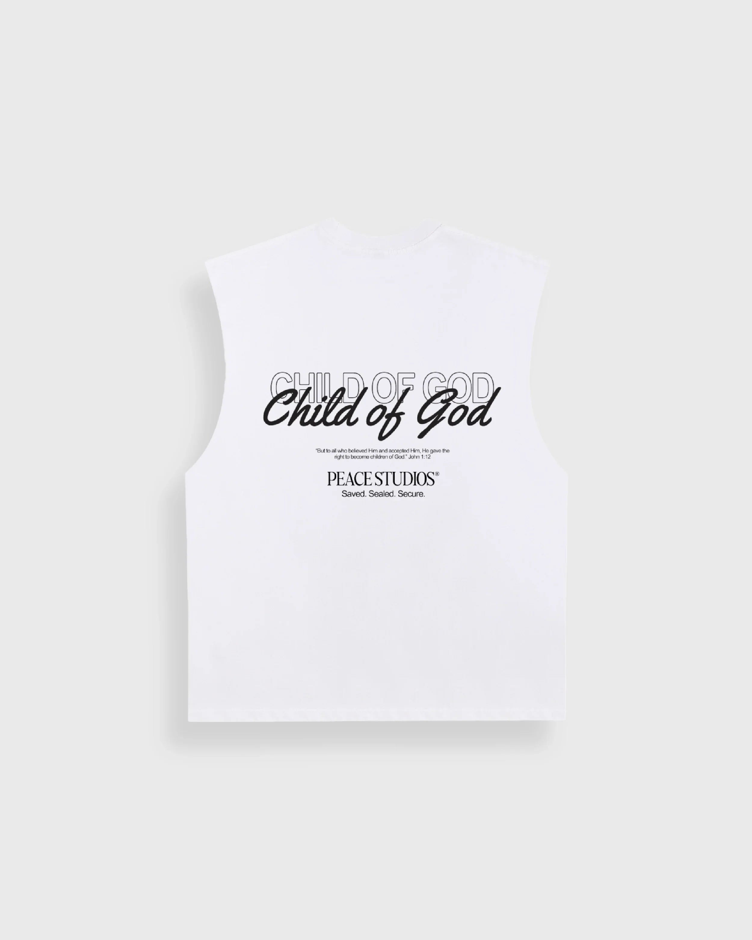 Child of God White Raw Edge Tank Top | House Of Peace®