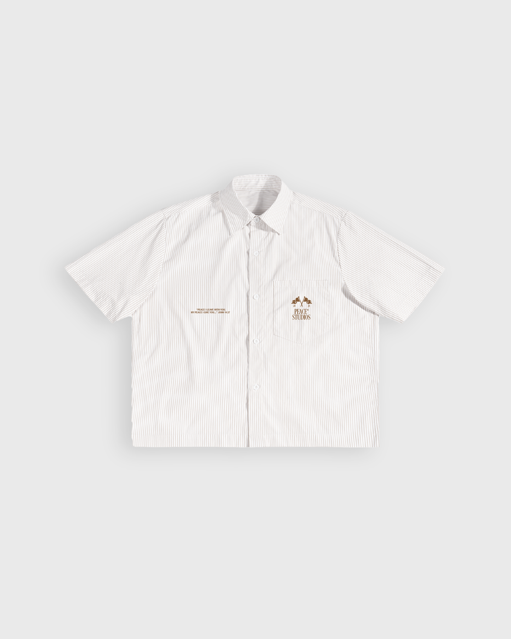 Know Jesus, Know Peace Oversized White Stripe Boxy Shirt | House Of Peace®