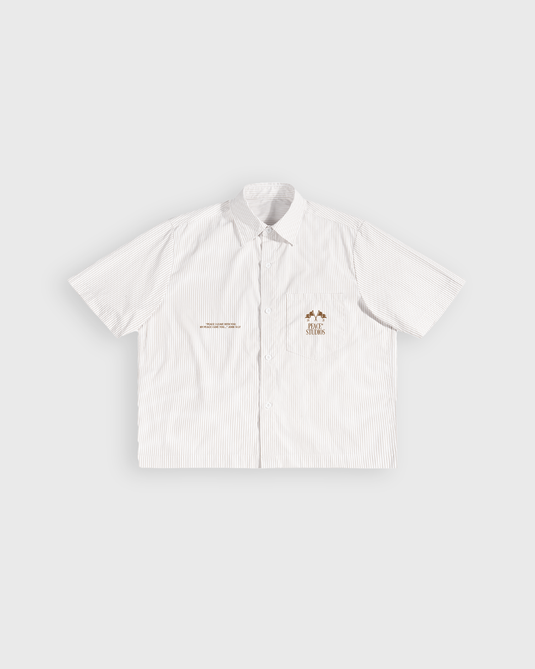 Know Jesus, Know Peace Oversized White Stripe Boxy Shirt | Peace®