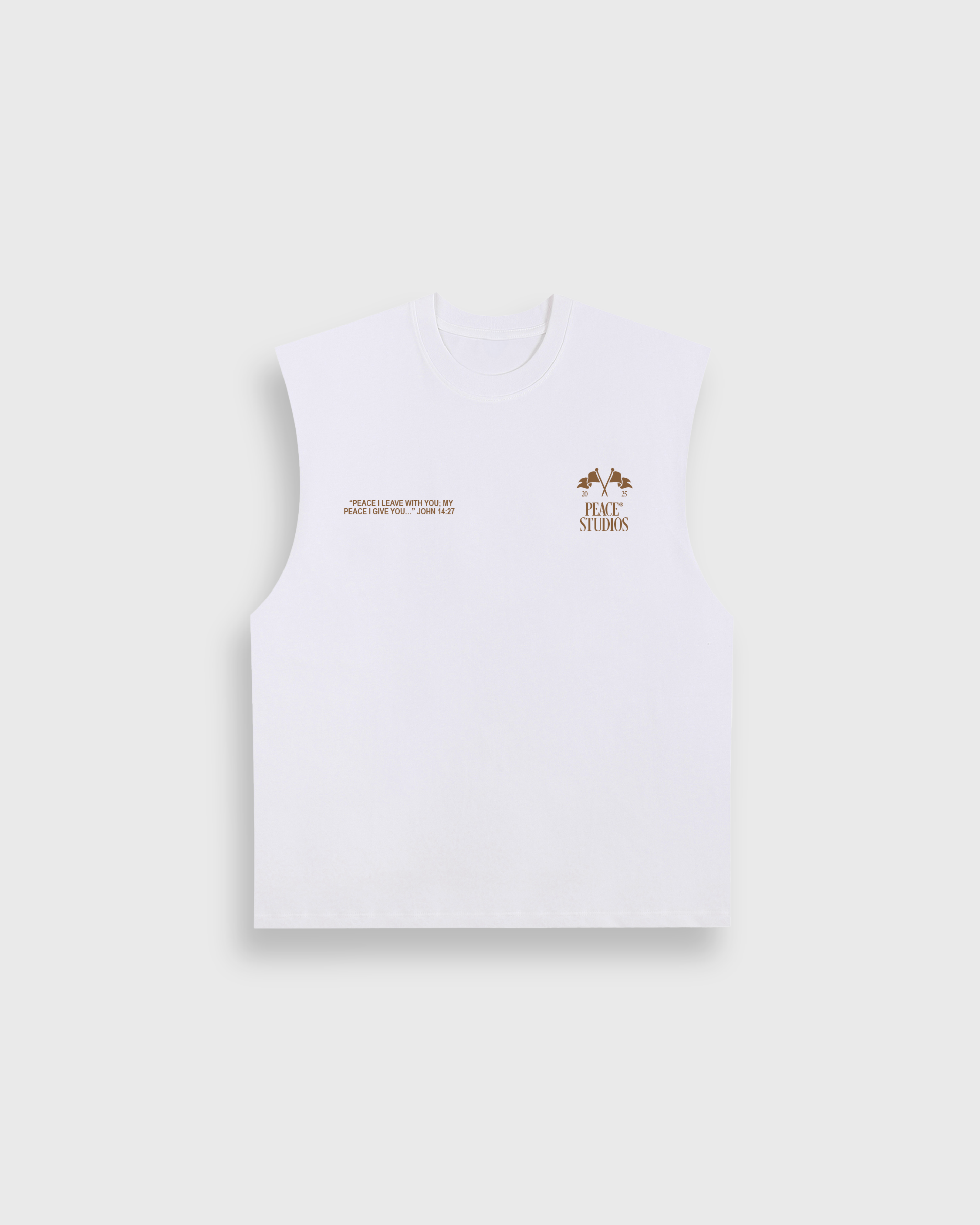 Know Jesus, Know Peace White Brown Raw Edge Tank Top | House Of Peace®