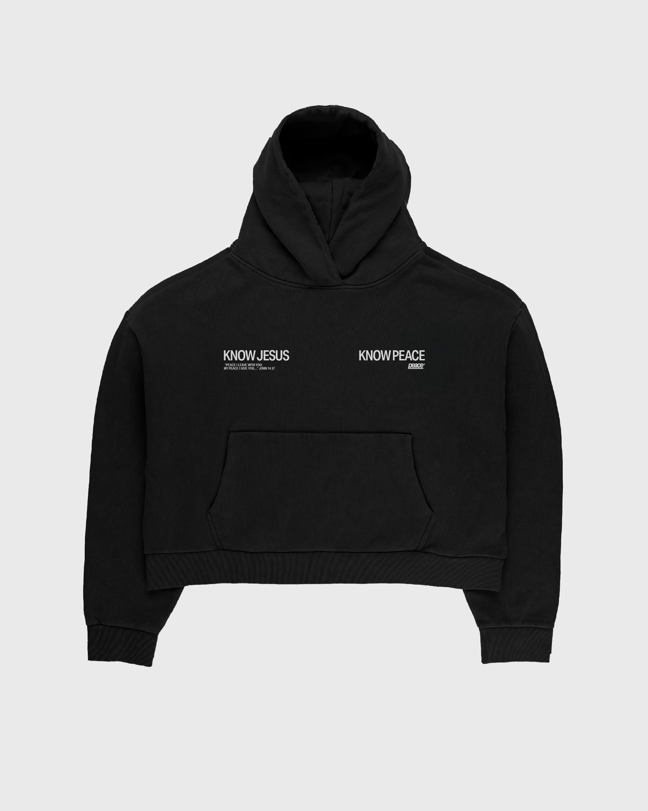 Know Jesus, Know Peace Premium Black Boxy Hoodie | House Of Peace®