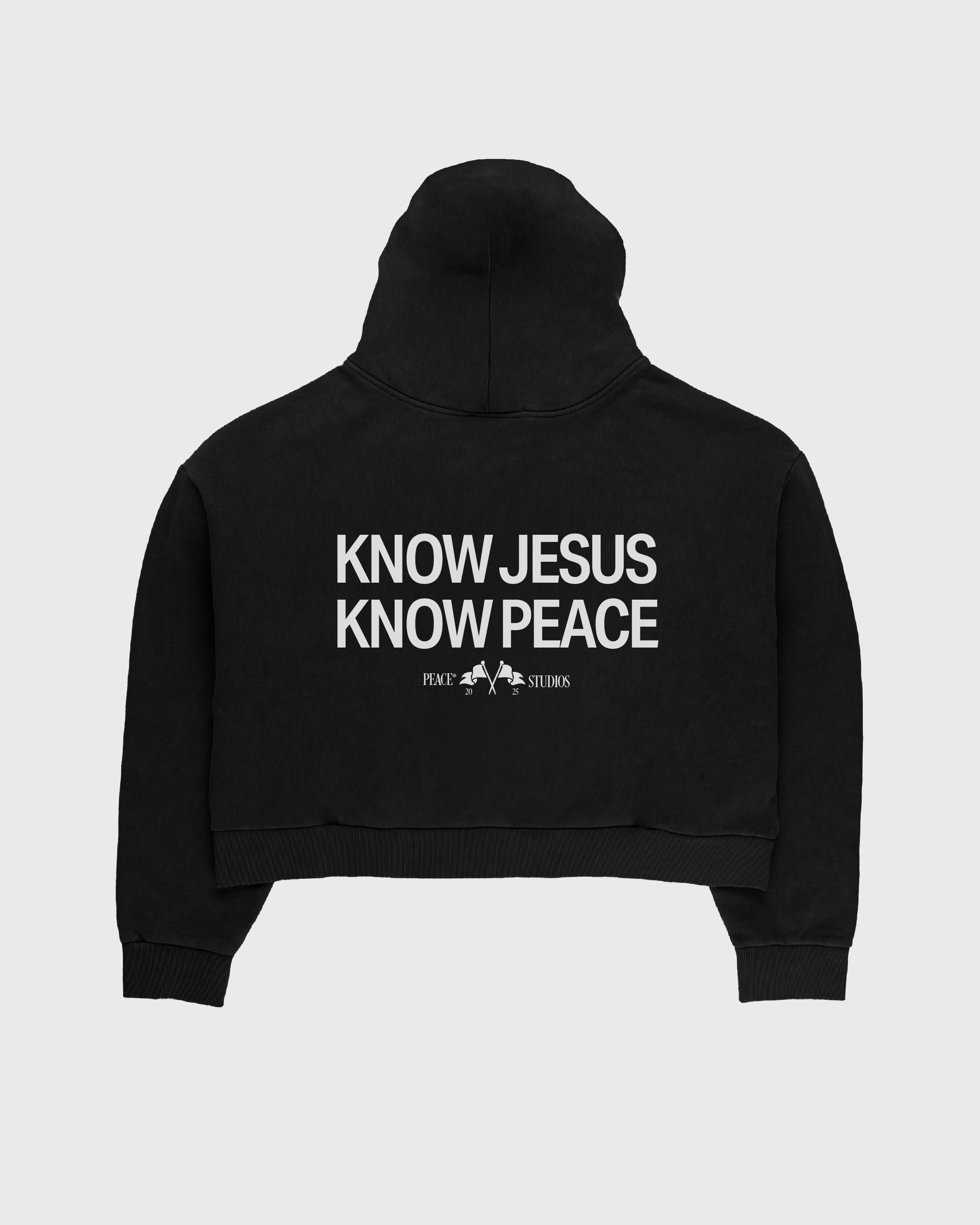 Know Jesus, Know Peace Premium Black Boxy Hoodie | House Of Peace®