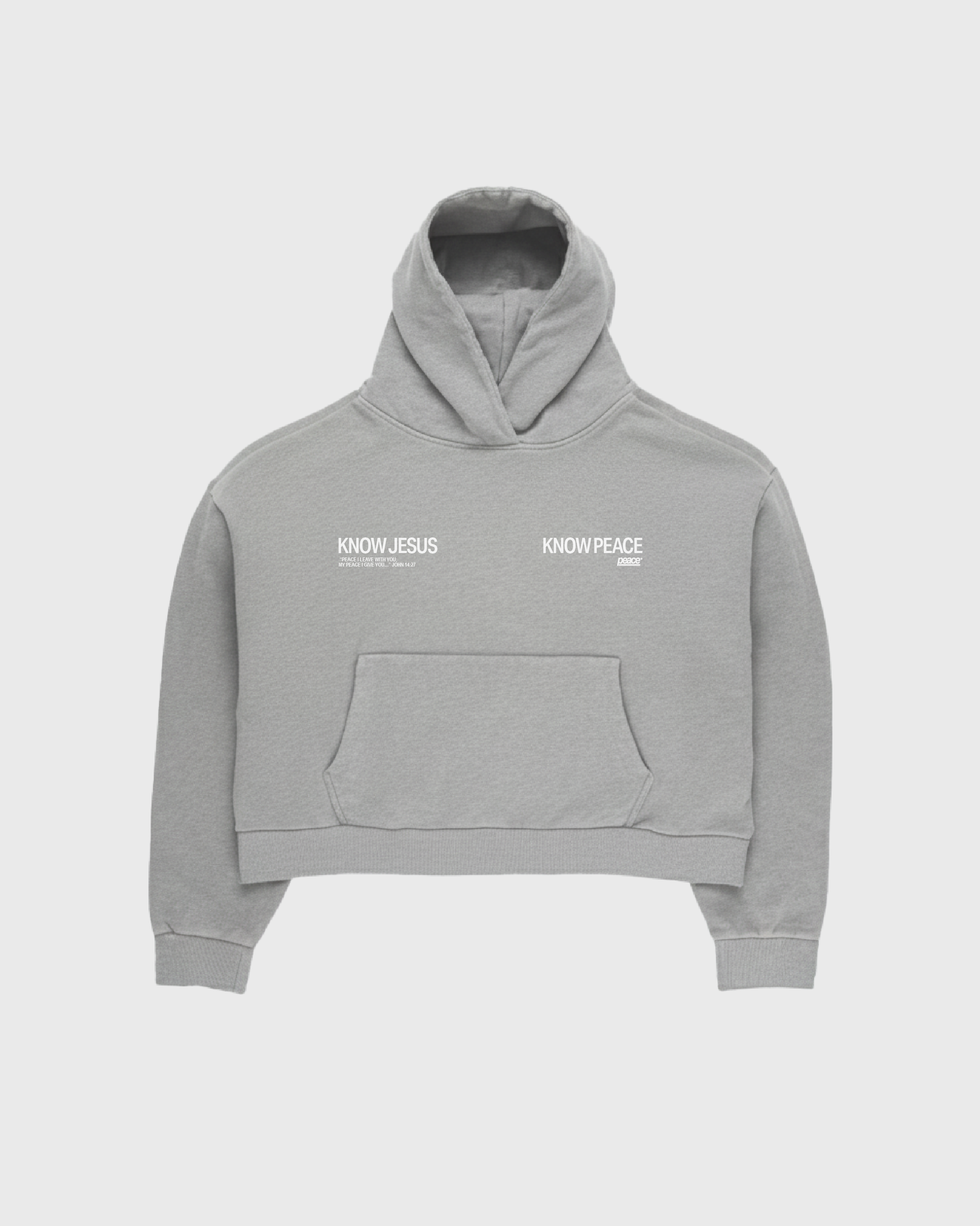 Know Jesus, Know Peace Premium Gray Boxy Hoodie | House Of Peace®