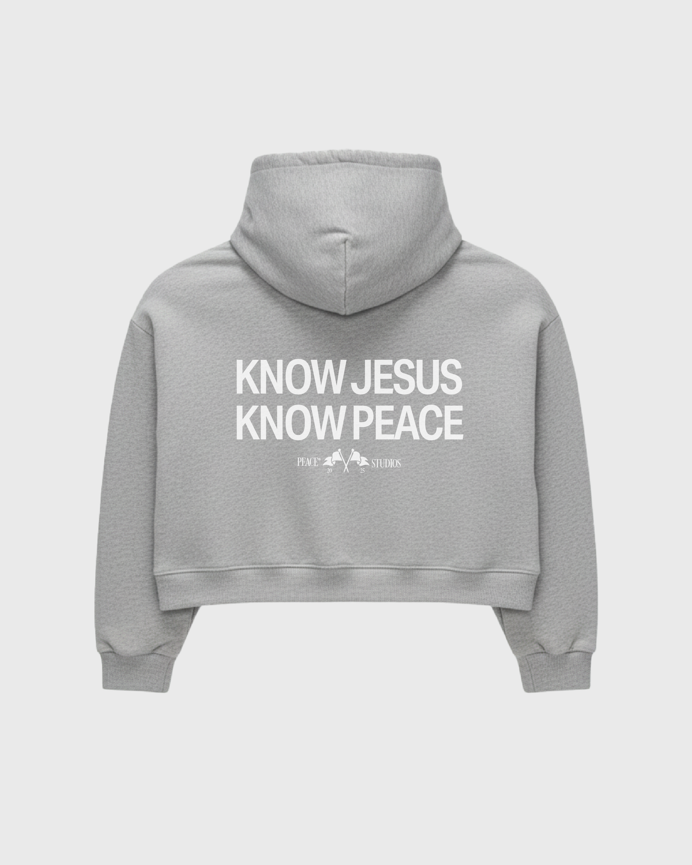 Know Jesus, Know Peace Premium Gray Boxy Hoodie | House Of Peace®