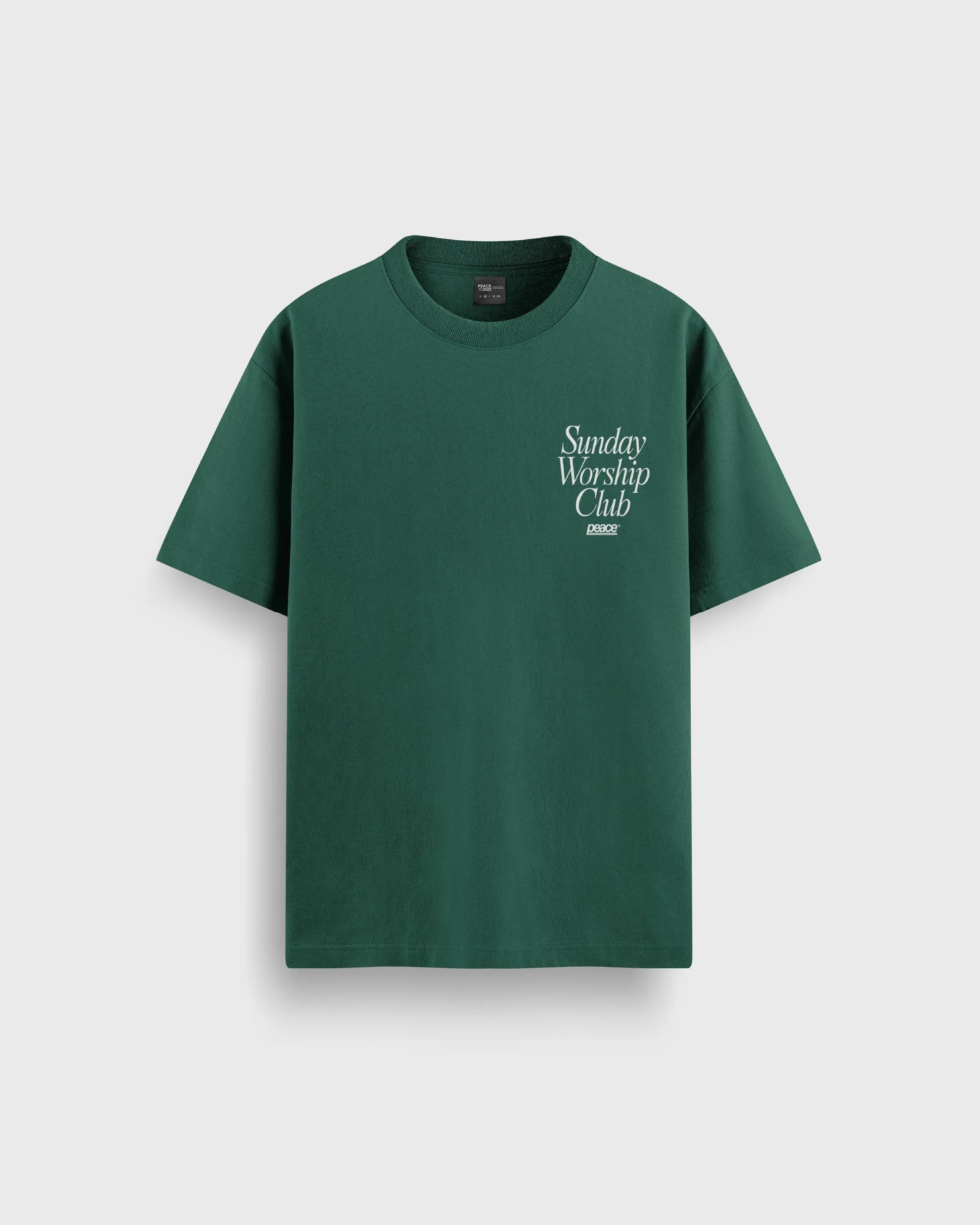 Sunday Worship Club Green Loose Fit Heavyweight Tee | Peace® ODMPOD