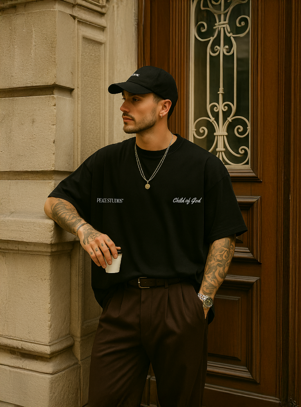 Child of God Black Heavyweight Loose Fit Tee | House Of Peace®