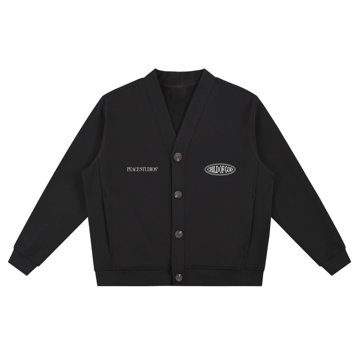 Child of God II Black Essential Heavyweight Sweat Cardigan | House Of Peace®
