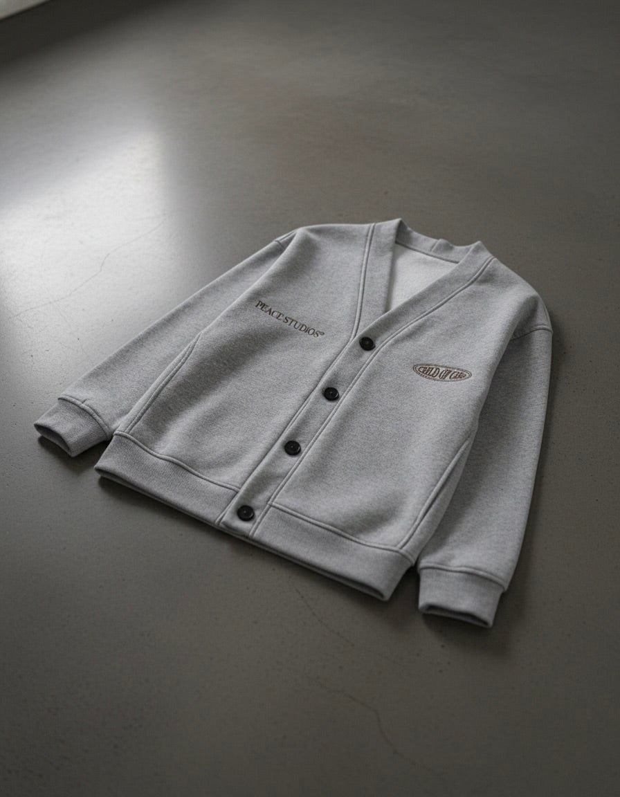 Child of God II Gray Essential Heavyweight Sweat Cardigan | House Of Peace®