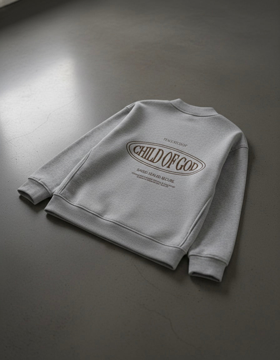 Child of God II Gray Essential Heavyweight Sweat Cardigan | House Of Peace®