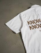 Know Jesus, Know Peace Oversized White Stripe Boxy Shirt | House Of Peace®
