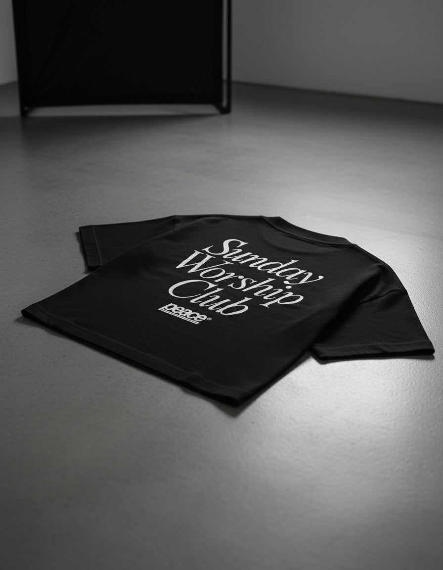 Sunday Worship Club Boxy Tee Black | House Of Peace®