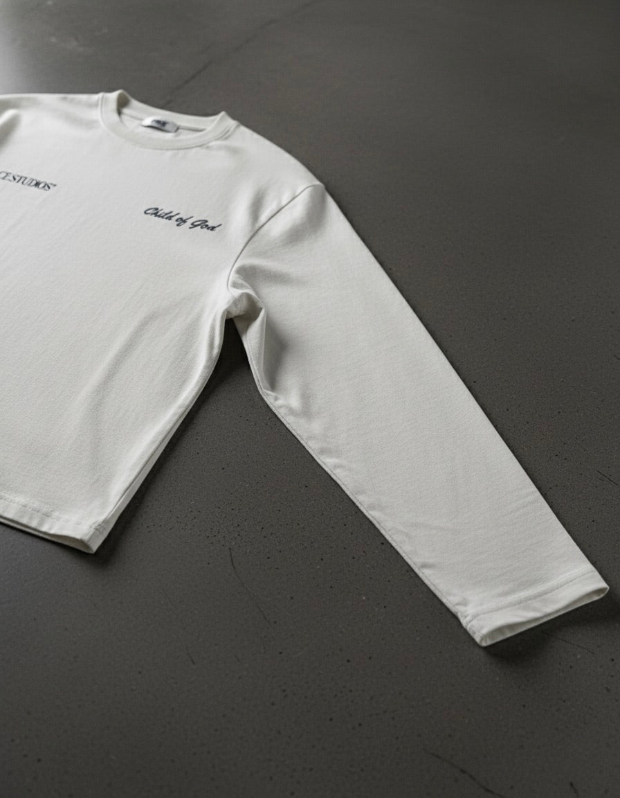 Child of God Longsleeve Loose Fit Tee White | House Of Peace®