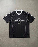 Sunday Worship Club Black Stripe Soccer Jersey | House of Peace®