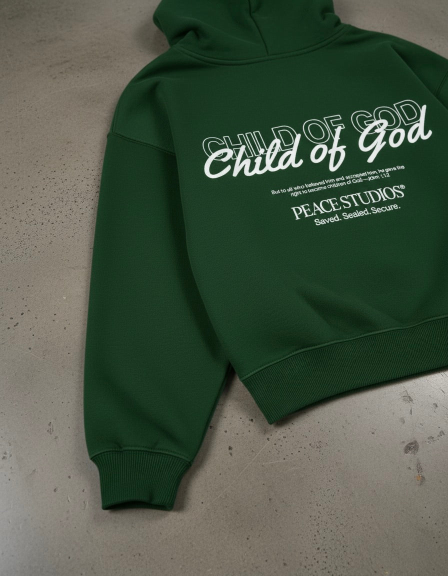 Child of God Green Oversized Heavyweight Hoodie | House Of Peace®