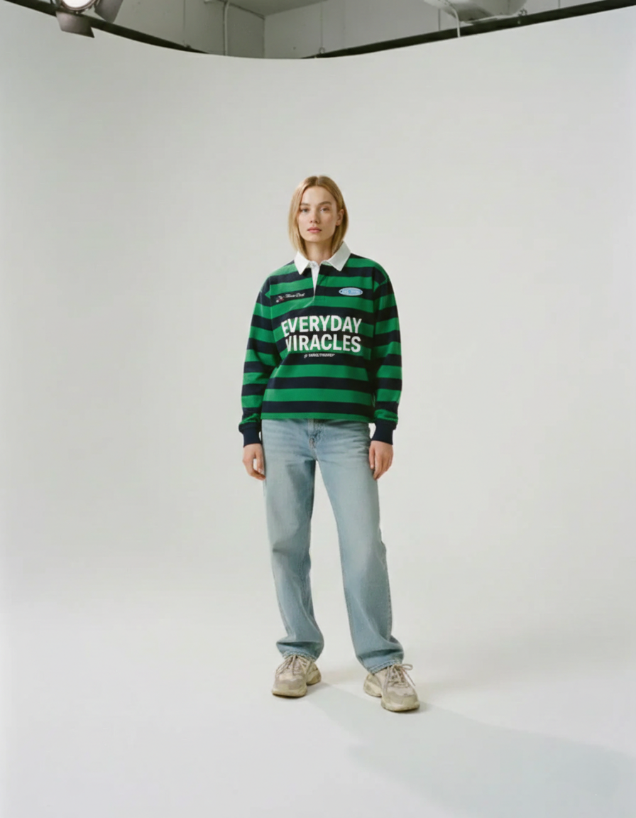 Everyday Miracles Green Stripe Polo Shirt | House Of Peace®