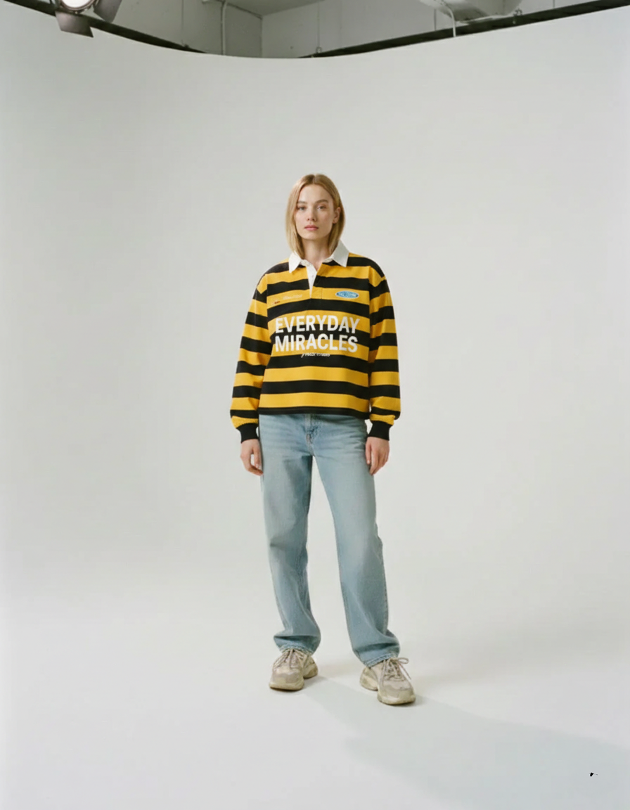 Everyday Miracles Yellow Stripe Polo Shirt | House Of Peace®