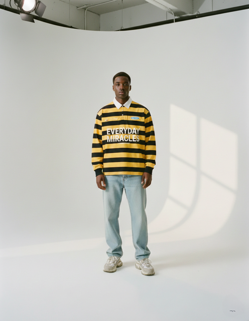 Everyday Miracles Yellow Stripe Polo Shirt | House Of Peace®