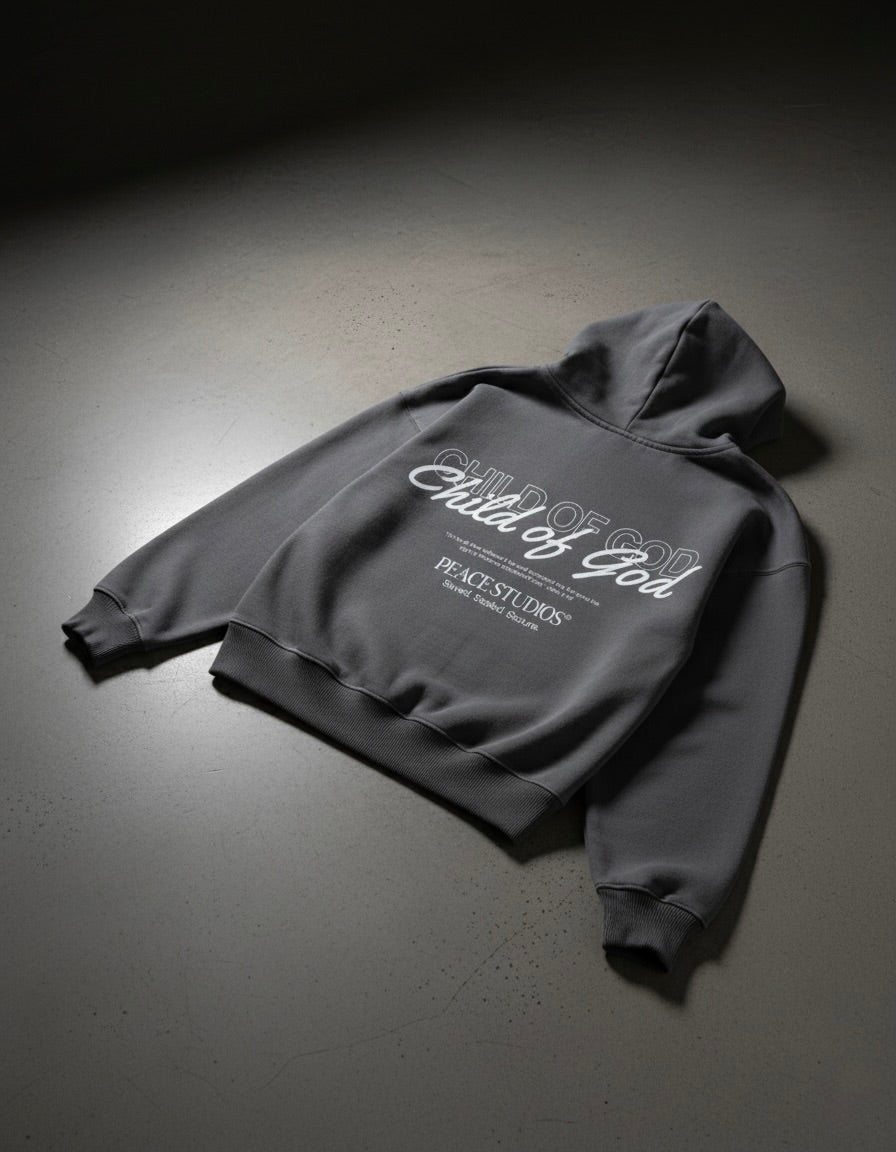 Child of God Gray Oversized Heavyweight Hoodie | House Of Peace®