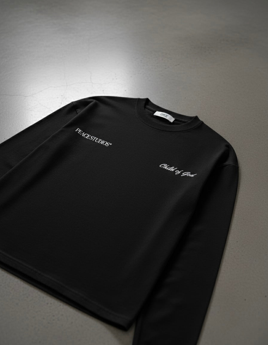 Child of God Longsleeve Loose Fit Tee Black | House Of Peace®