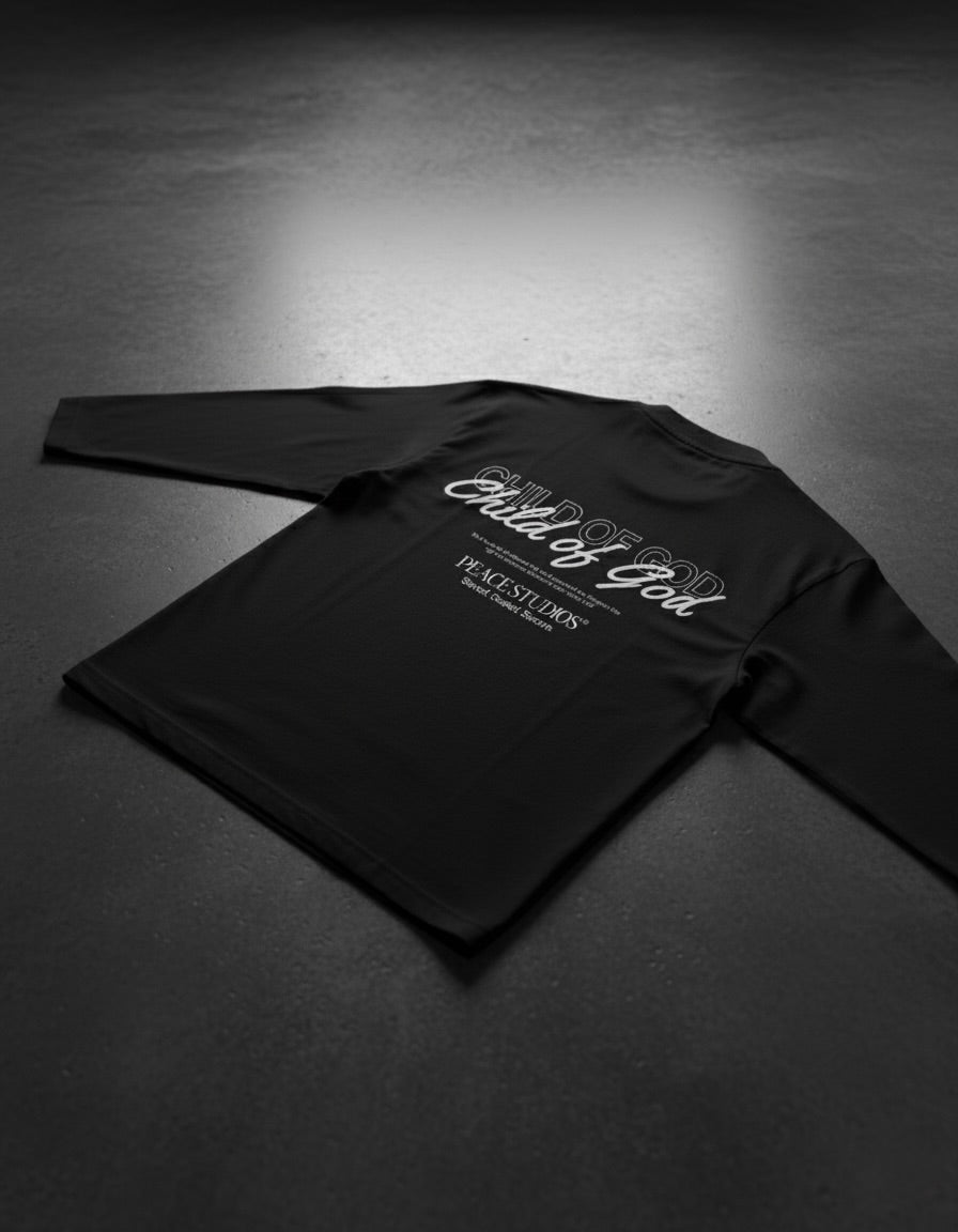 Child of God Longsleeve Loose Fit Tee Black | House Of Peace®