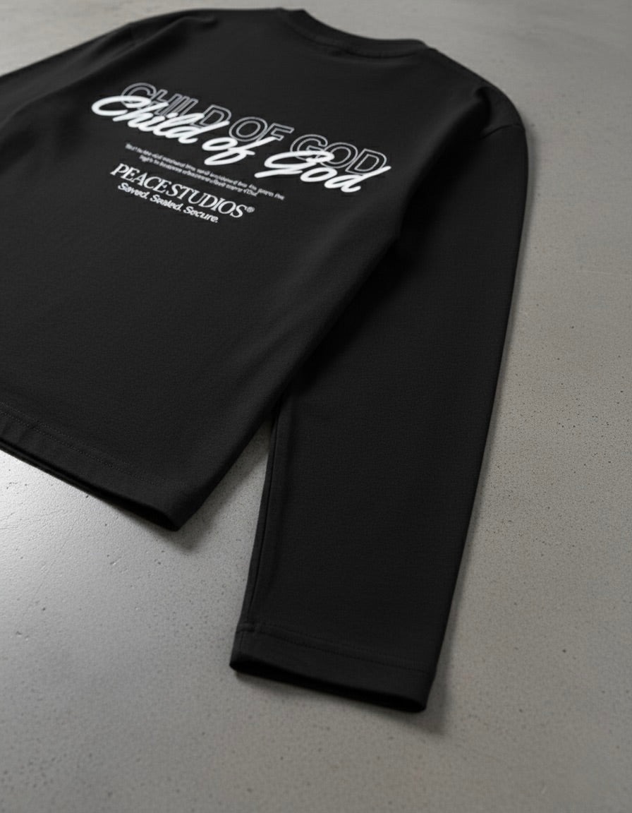 Child of God Longsleeve Loose Fit Tee Black | House Of Peace®