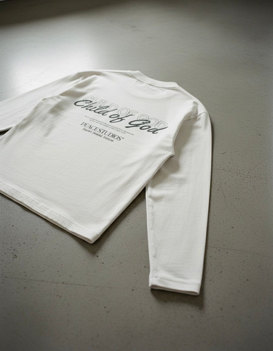 Child of God Longsleeve Loose Fit Tee White | House Of Peace®