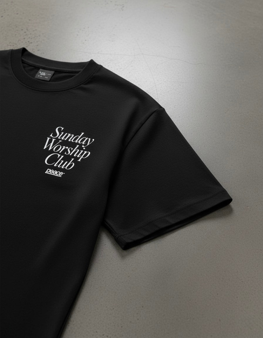 Sunday Worship Club Black Loose Fit Heavyweight Tee | House Of Peace®