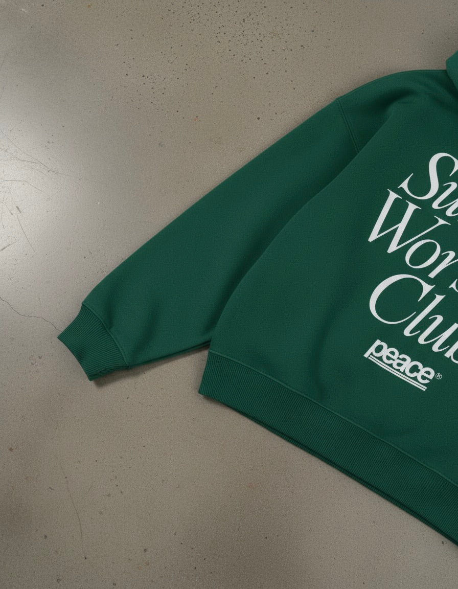 Sunday Worship Club Green Oversized Heavyweight Hoodie | House Of Peace®