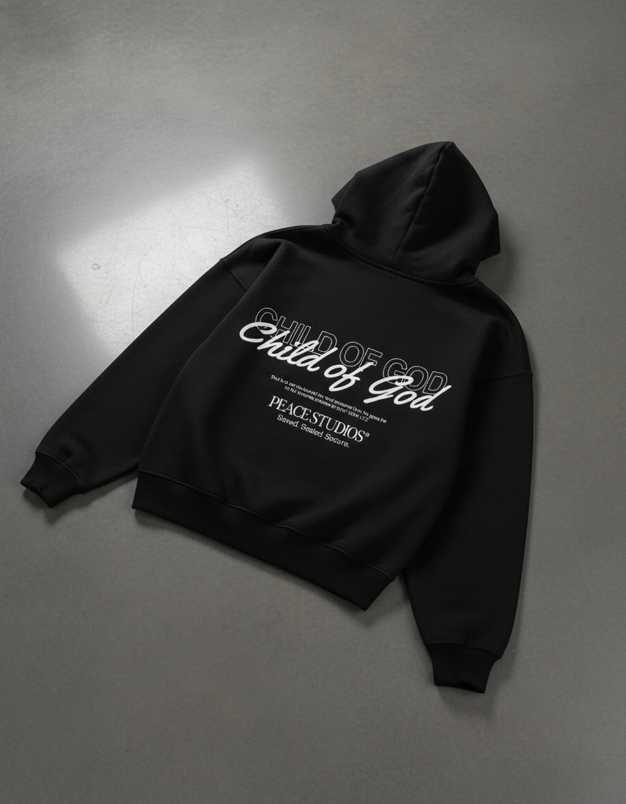 Child of God Black Oversized Heavyweight Hoodie | House Of Peace®