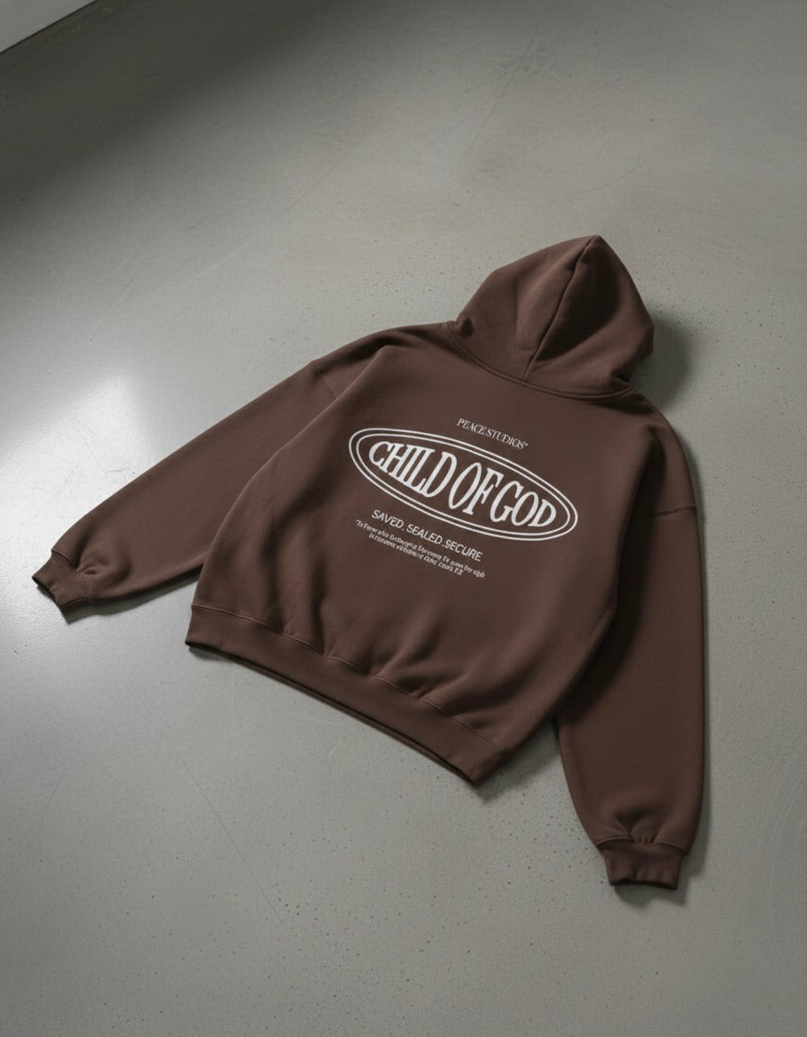 Child of God II Brown Dual-Zip Fleece Boxy Hoodie | House Of Peace®